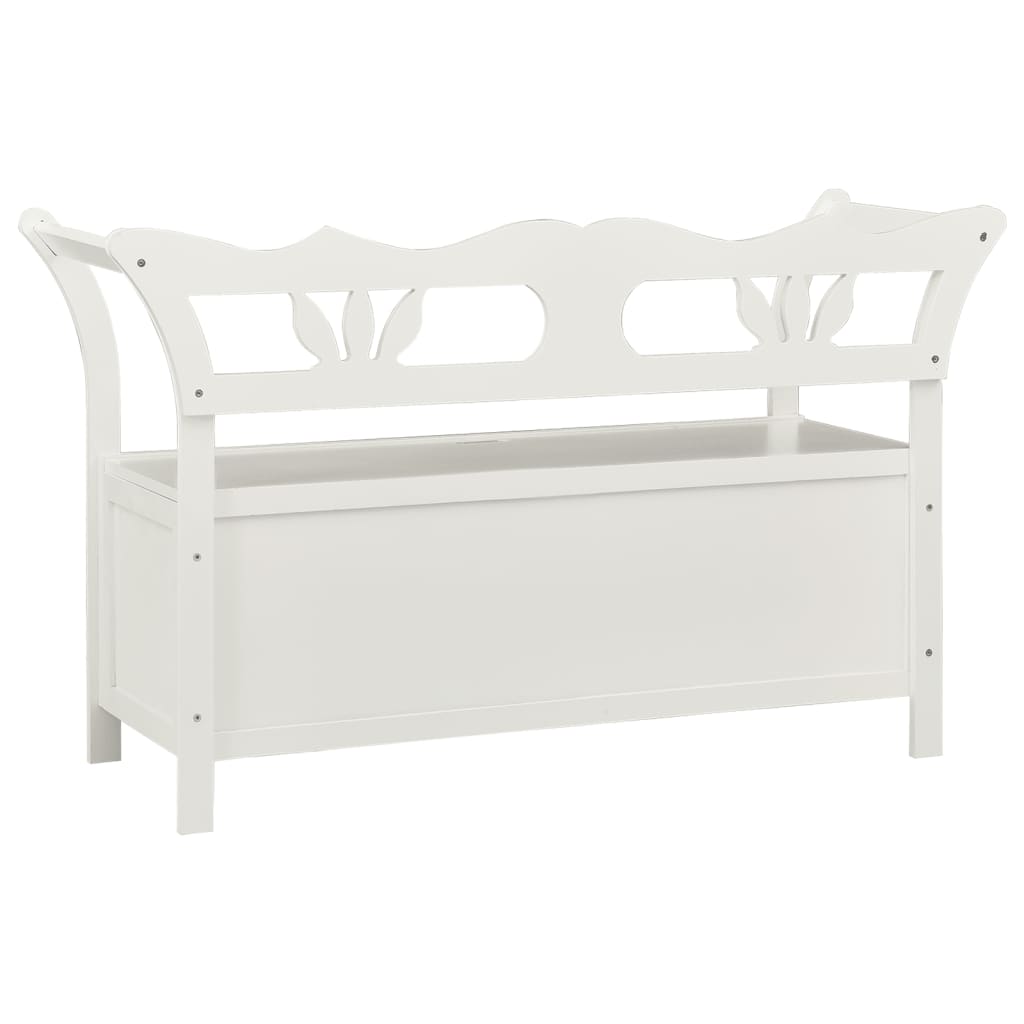 Cassapanca 126 cm Bianca in Legno Massello di Abete