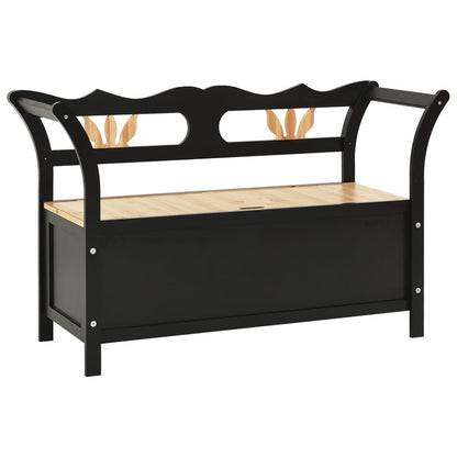 Cassapanca 126 cm Nera in Legno Massello di Abete