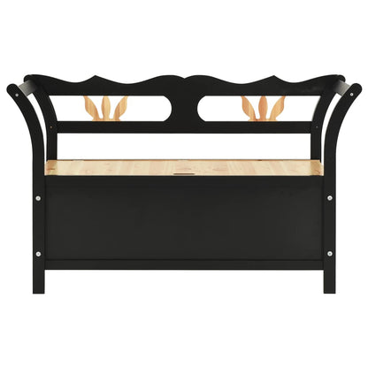 Cassapanca 126 cm Nera in Legno Massello di Abete