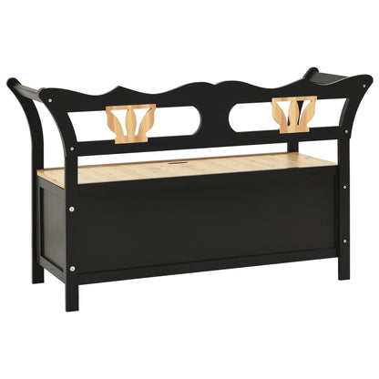 Cassapanca 126 cm Nera in Legno Massello di Abete
