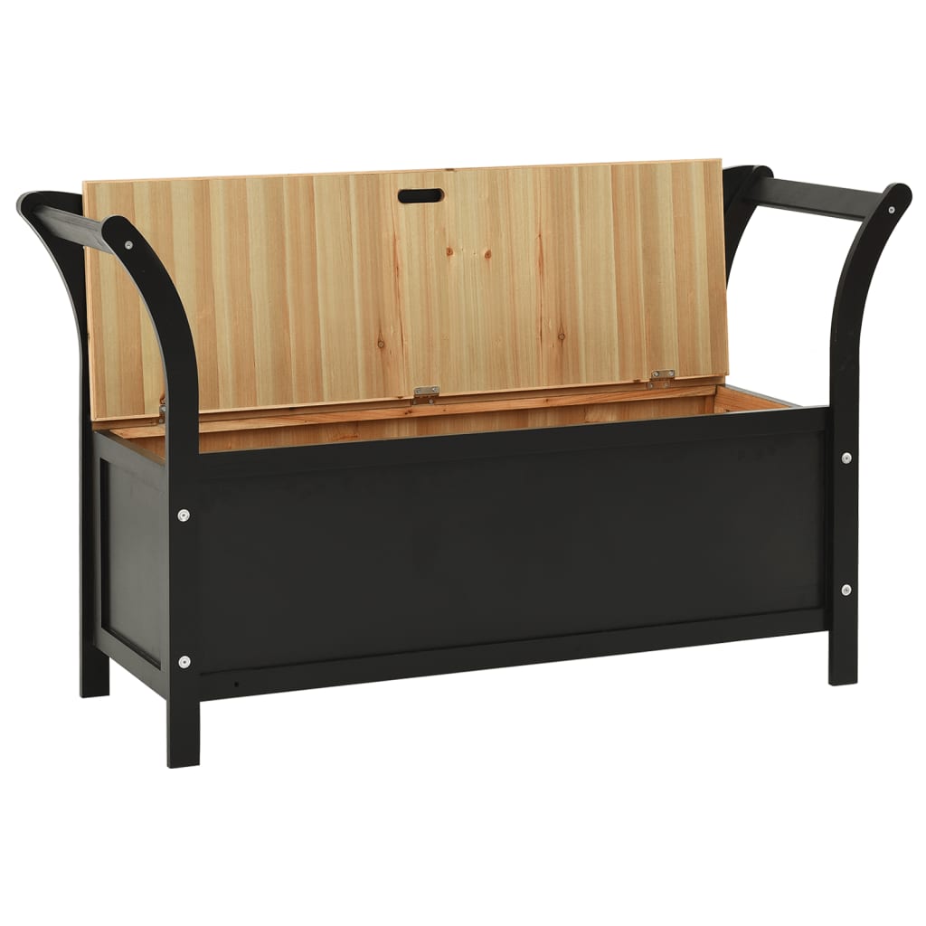 Cassapanca 126 cm Nera in Legno Massello di Abete
