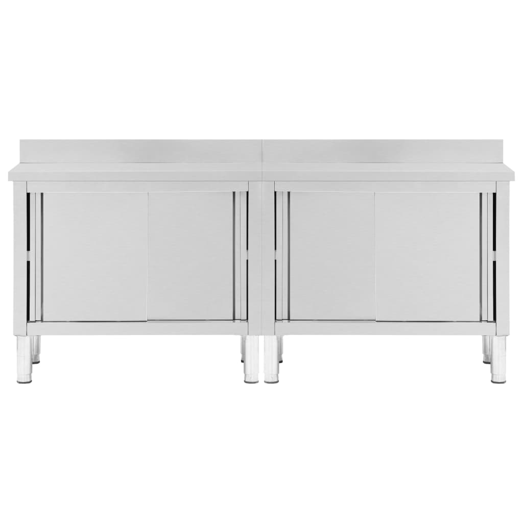 Tavoli da Lavoro Ante Scorrevoli 2 pz 200x50x(95-97) cm Acciaio