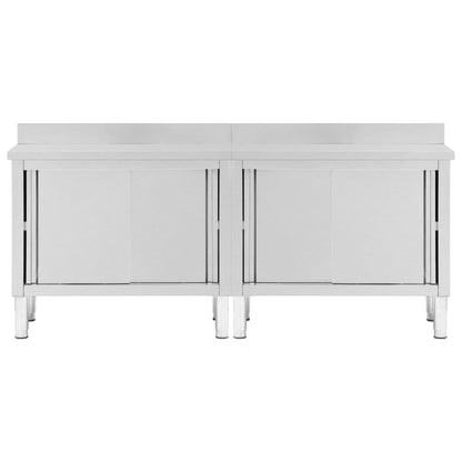 Tavoli da Lavoro Ante Scorrevoli 2 pz 200x50x(95-97) cm Acciaio