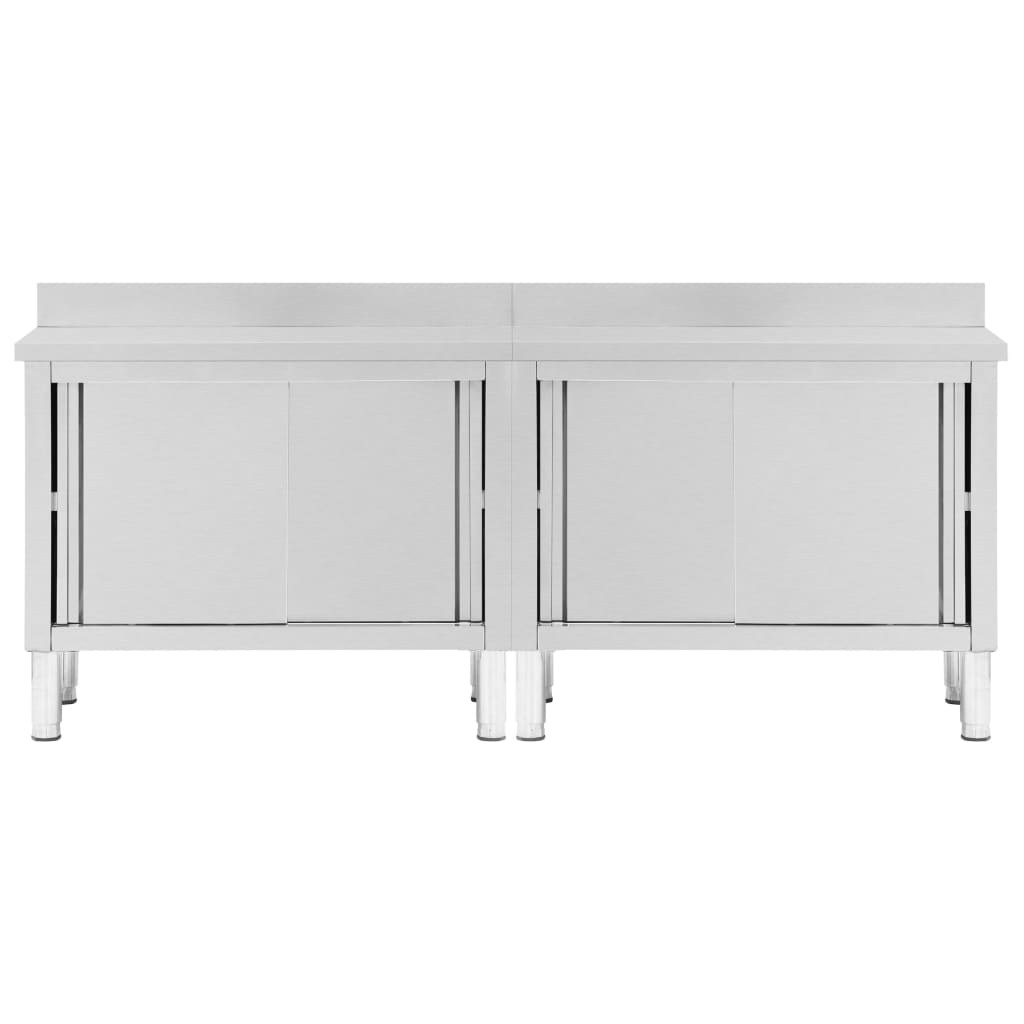 Tavoli da Lavoro Ante Scorrevoli 2 pz 240x50x(95-97) cm Acciaio