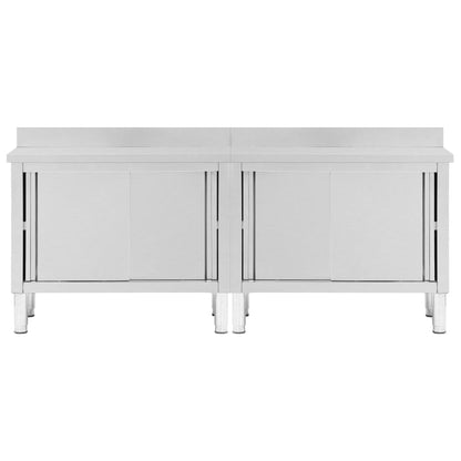 Tavoli da Lavoro Ante Scorrevoli 2 pz 240x50x(95-97) cm Acciaio