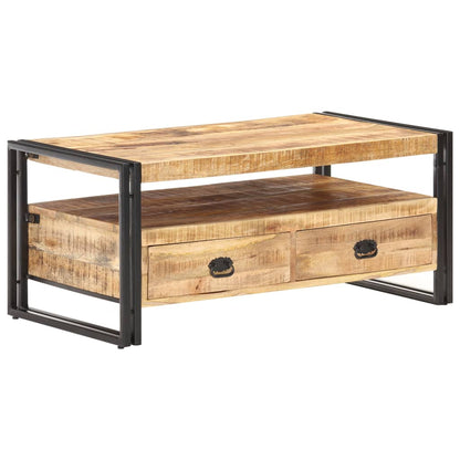 Tavolino da Salotto 100x55x45 cm in Legno di Mango Grezzo
