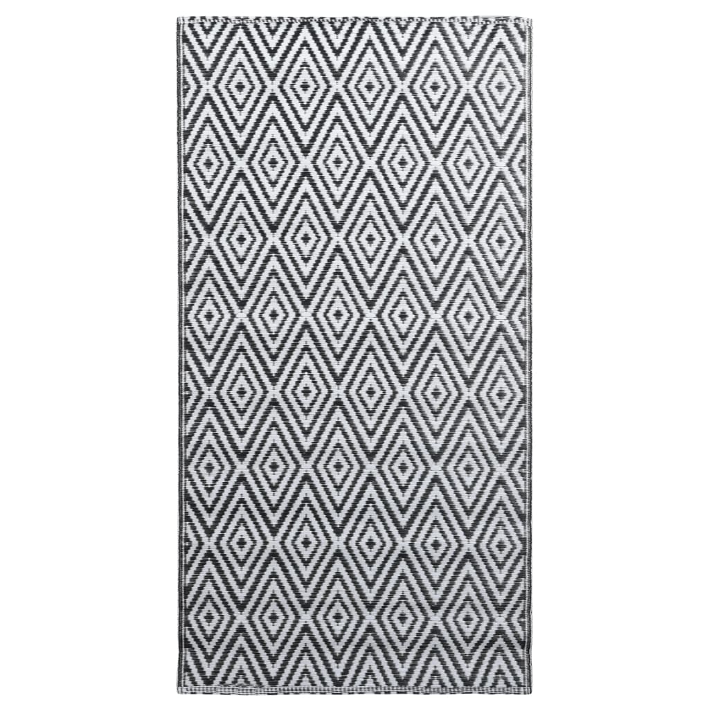 Tappeto da Esterni ARAKIL Bianco e Nero 190x290 cm in PP