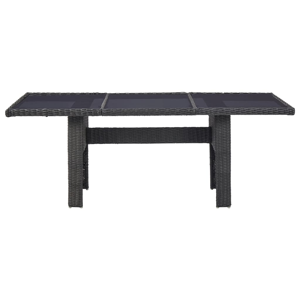 Tavolo da Giardino Nero 200x100x74 cm in Vetro e Polyrattan