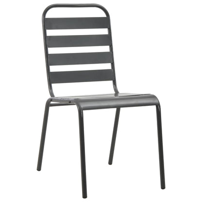 Sedie da Esterno 4 pz Design a Doghe in Acciaio Grigio Scuro