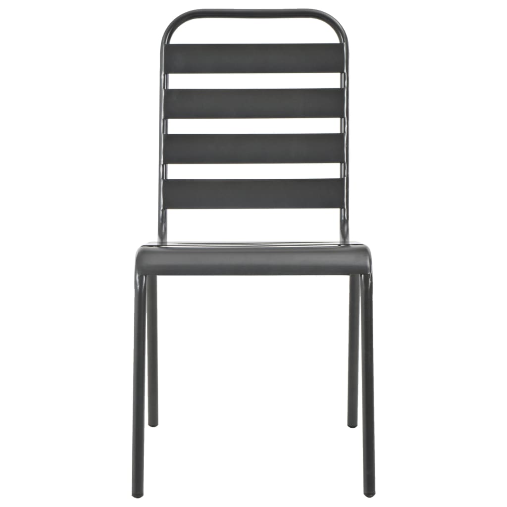 Sedie da Esterno 4 pz Design a Doghe in Acciaio Grigio Scuro