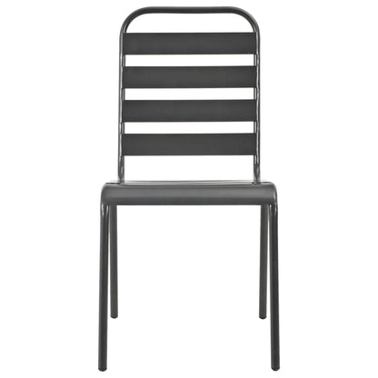 Sedie da Esterno 4 pz Design a Doghe in Acciaio Grigio Scuro