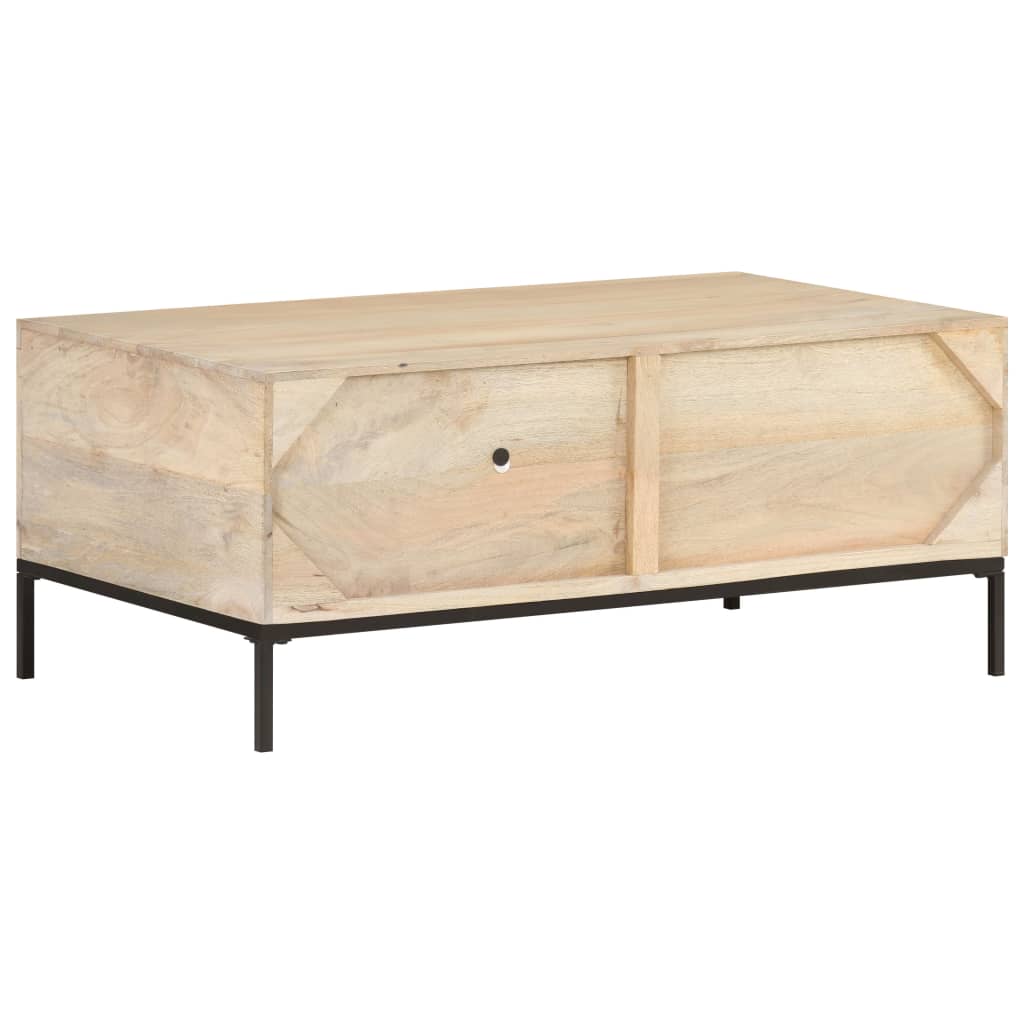 Tavolino da Salotto 90x50x37 cm Legno Massello di Mango e Canna