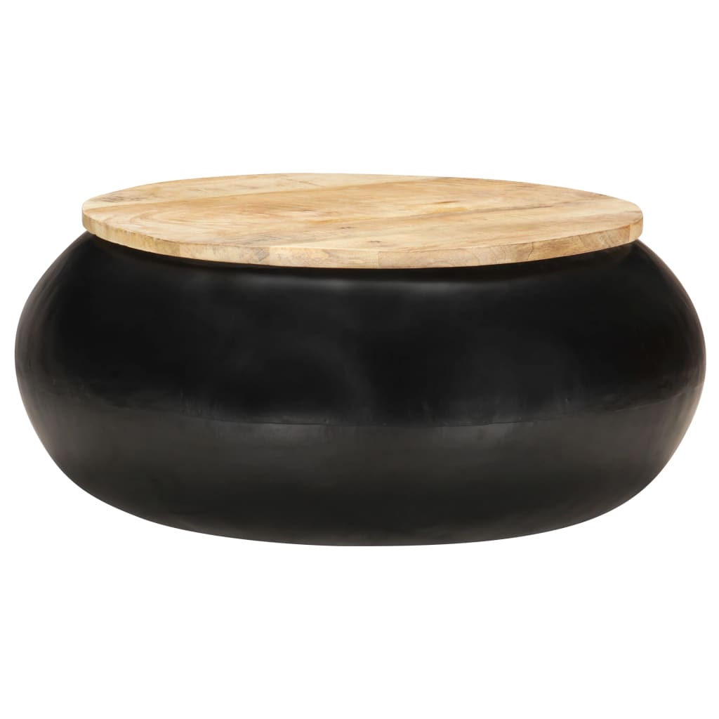 Tavolino da Salotto Nero 68x68x30 cm Legno Massello di Mango