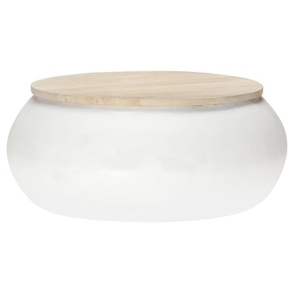 Tavolino da Salotto Bianco 68x68x30 cm Legno Massello di Mango