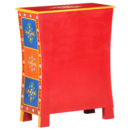 Credenza Dipinta a Mano 60x30x75 cm in Legno Massello di Mango
