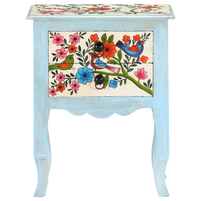 Comodino Dipinto a Mano 40x30x50 cm in Legno Massello di Mango