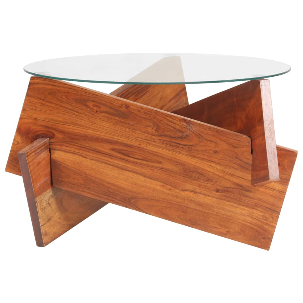 Tavolino da Salotto 60 cm in Legno Massello di Acacia
