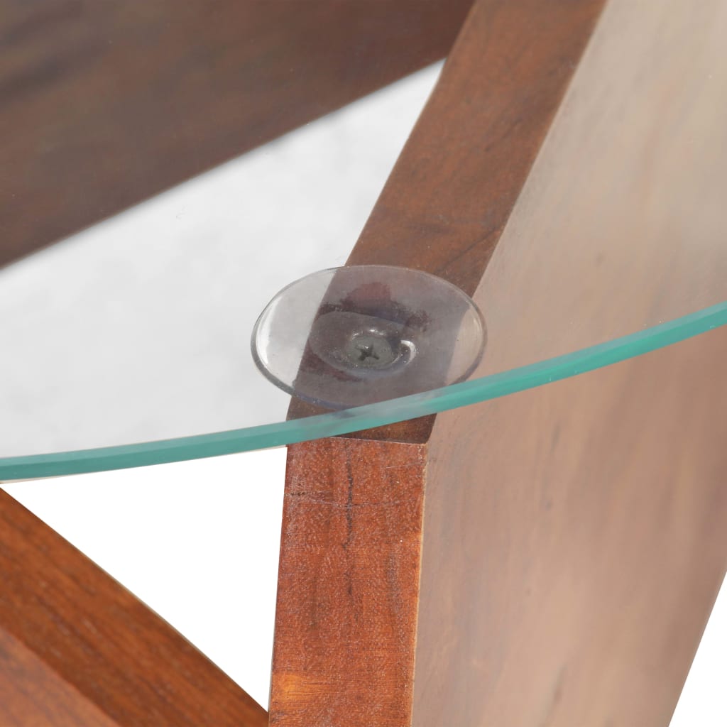 Tavolino da Salotto 60 cm in Legno Massello di Acacia