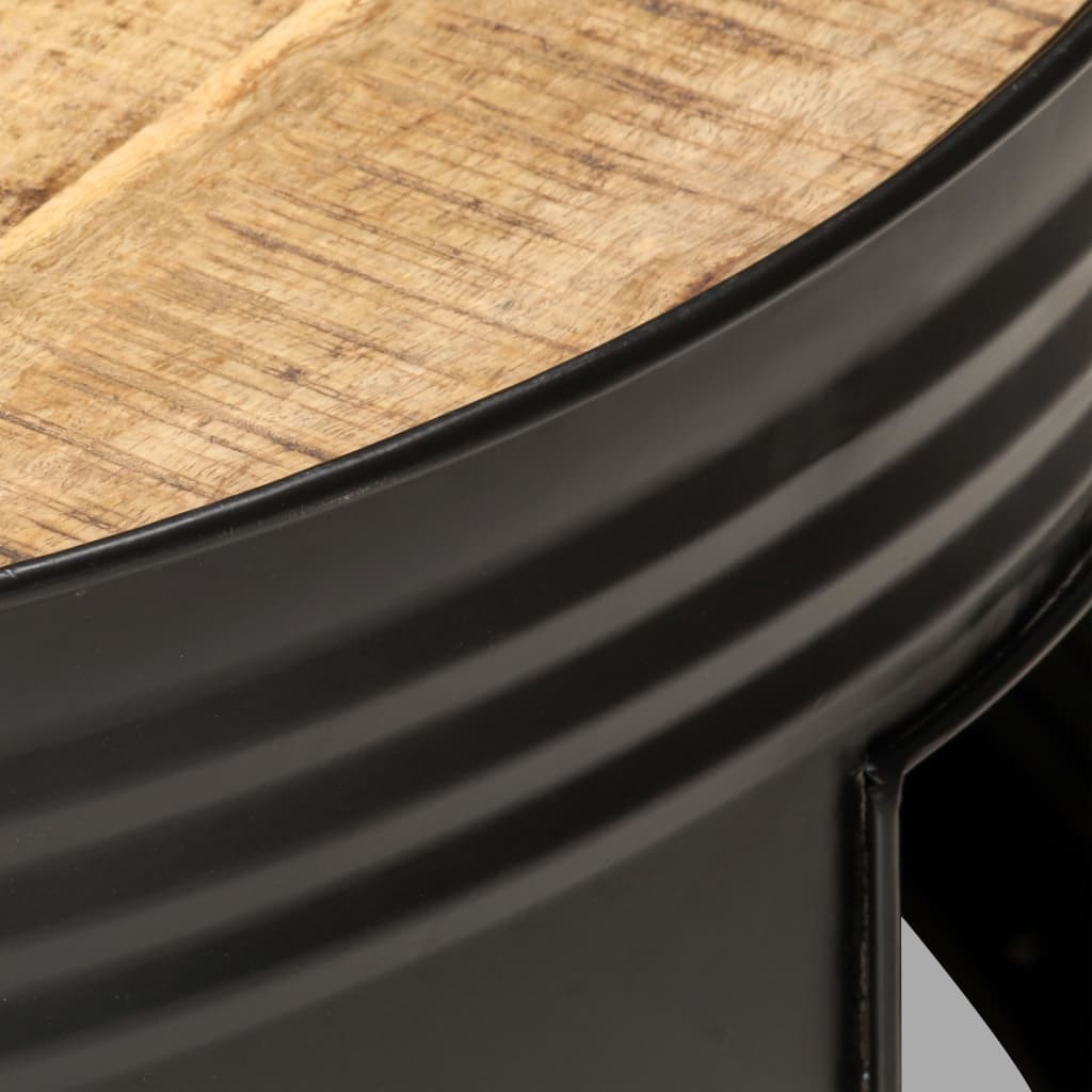 Tavolino Nero 68x68x36 cm in Legno Massello di Mango Grezzo