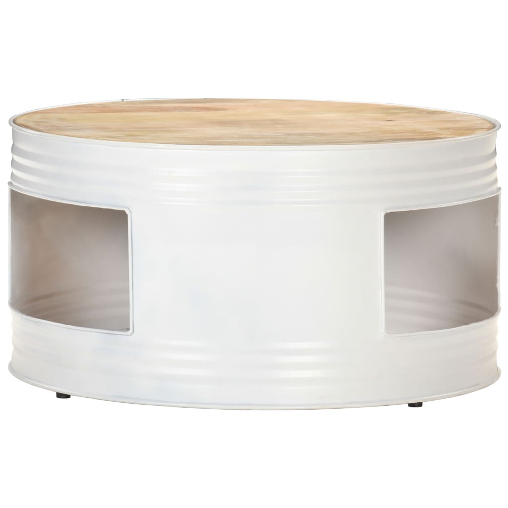Tavolino Bianco 68x68x36 cm in Legno Massello di Mango