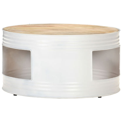 Tavolino Bianco 68x68x36 cm in Legno Massello di Mango