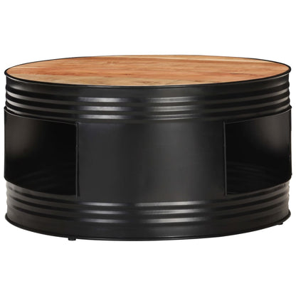 Tavolino da Salotto Nero 68x68x36 cm in Massello di Acacia