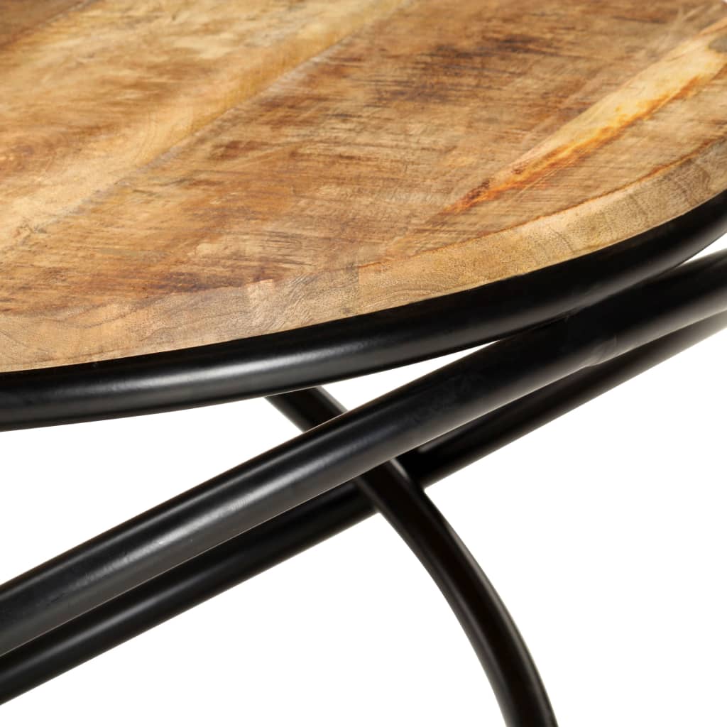 Tavolino Nero 60x60x40 cm in Legno Massello di Mango Grezzo