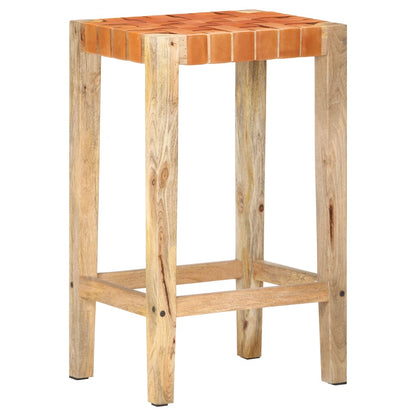 Sgabelli da Bar 2 pz Marroni in Vera Pelle 75 cm