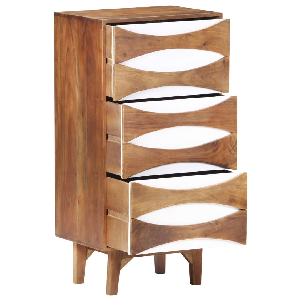 Cassettiera 43,5x35x90 cm in Legno Massello di Acacia