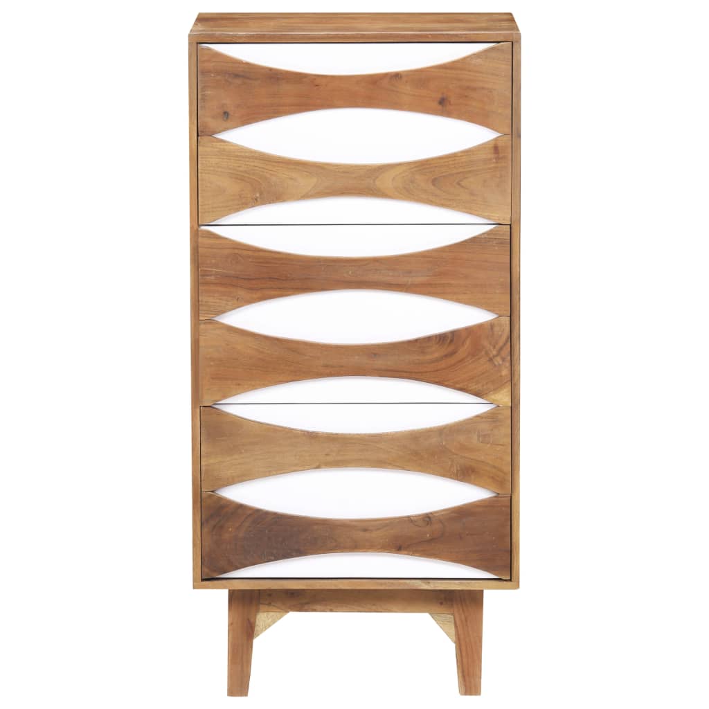 Cassettiera 43,5x35x90 cm in Legno Massello di Acacia