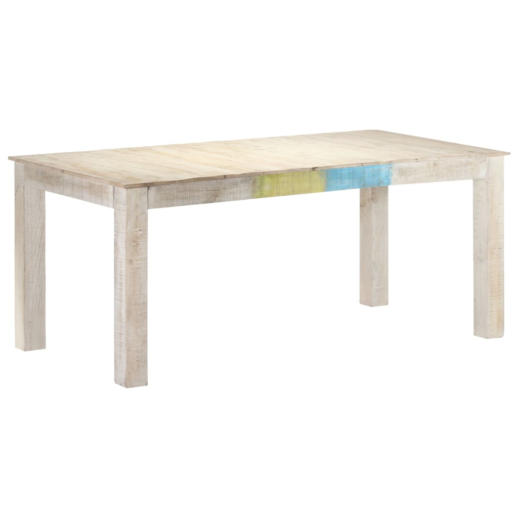 Tavolo da Pranzo Bianco 180x90x76 cm in Legno Massello di Mango