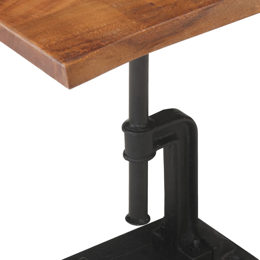 Tavolino Marrone 45x35x49 cm in Massello di Acacia e Ghisa