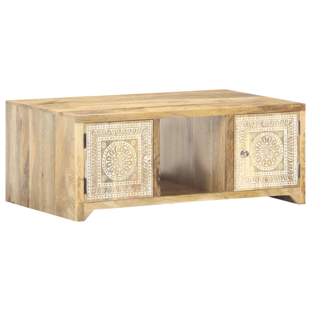 Tavolino da Salotto 90x50x35 cm in Legno Massello di Mango