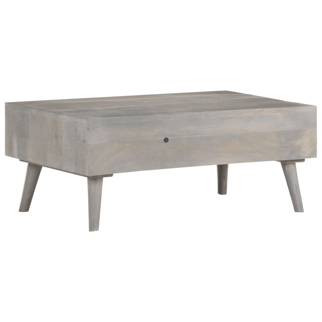 Tavolino Grigio 100x60x40 cm Legno Massello di Mango Grezzo