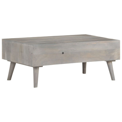 Tavolino Grigio 100x60x40 cm Legno Massello di Mango Grezzo