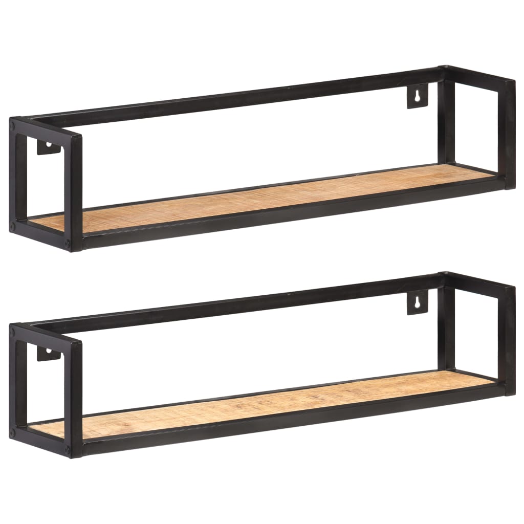 Mensole a Muro 2 pz 80 cm in Legno Massello di Mango Grezzo