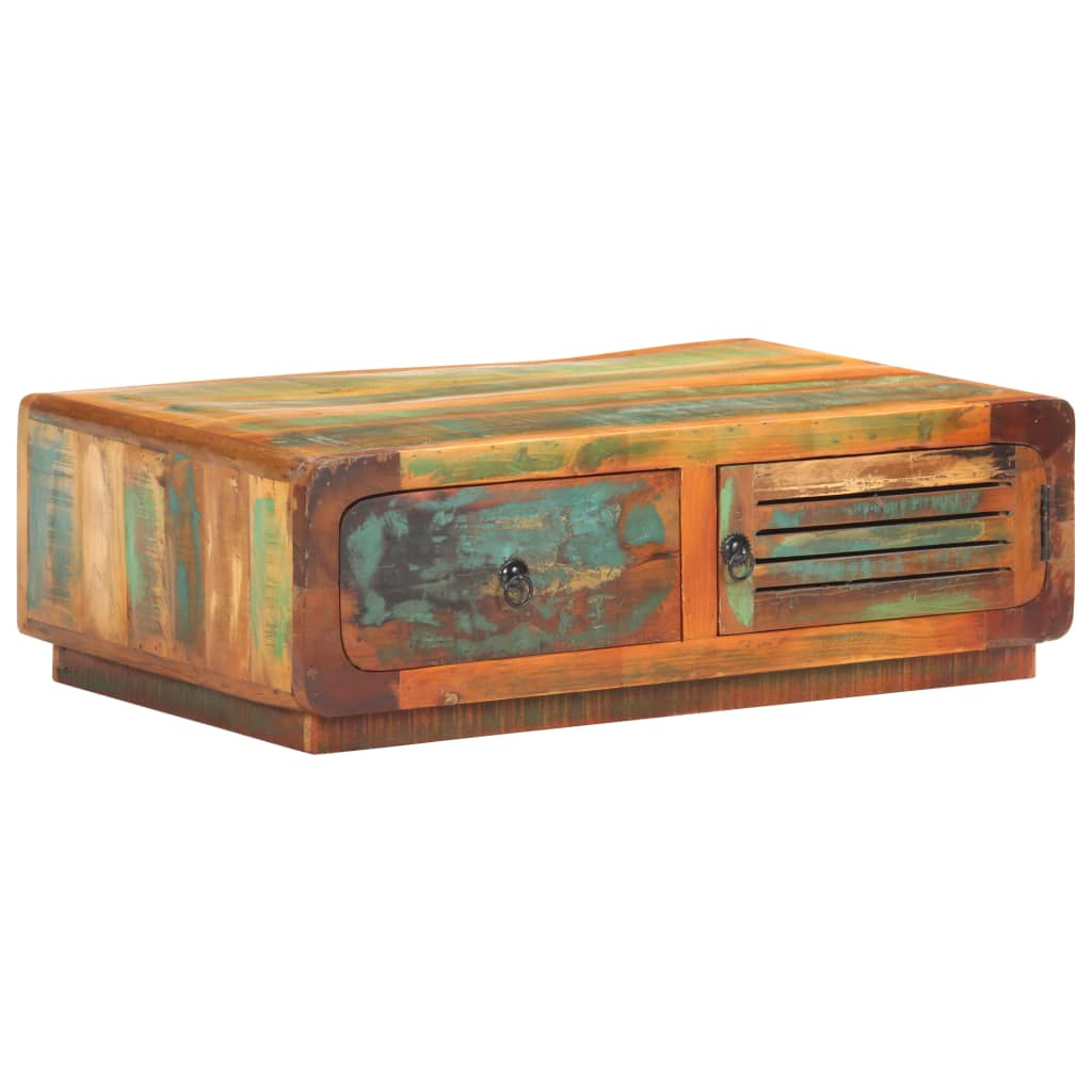 Tavolino da Salotto 90x60x29 cm in Legno Massello di Recupero