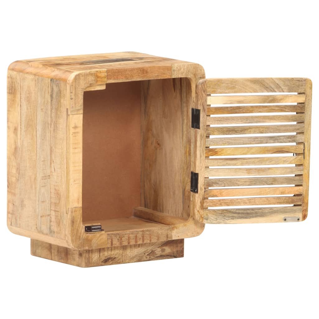 Comodino 40x30x50 cm in Legno Massello di Mango Grezzo