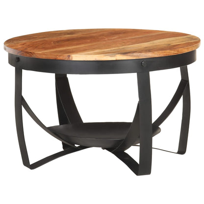Tavolino da Salotto Ã˜68x43 cm in Legno Massello di Acacia
