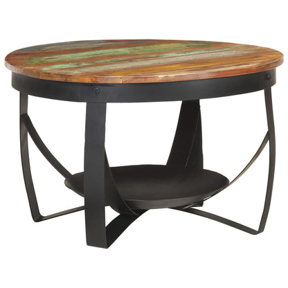 Tavolino da Salotto Ã˜68x43 cm in Legno Massello di Recupero