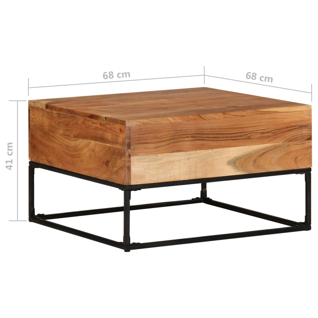 Tavolino da Salotto 68x68x41 cm in Legno Massello di Acacia