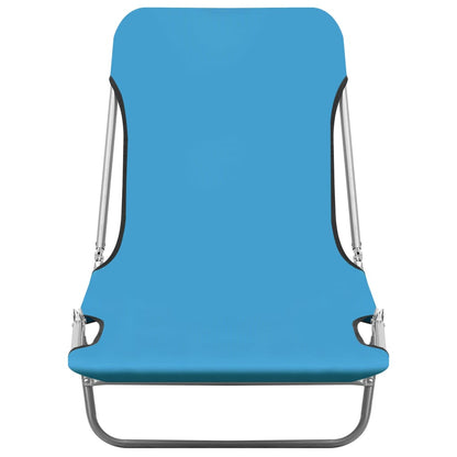 Lettini Prendisole Pieghevoli 2pz in Acciaio e Tessuto Blu