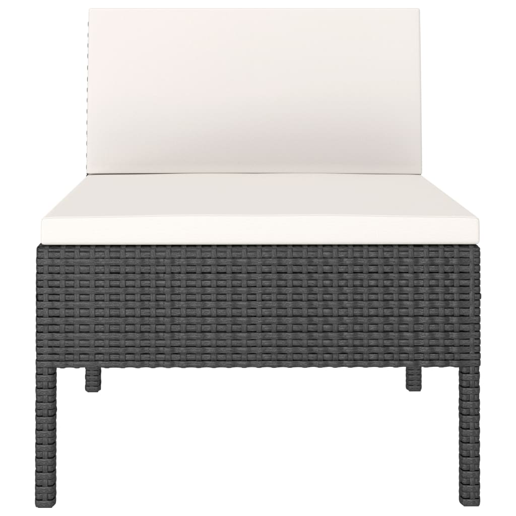 Sedie da Giardino 3 pz con Cuscini in Polyrattan Nere