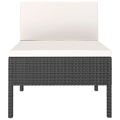 Sedie da Giardino 3 pz con Cuscini in Polyrattan Nere