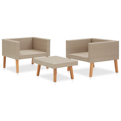 Set Divani da Giardino 3 pz con Cuscini in Polyrattan Beige