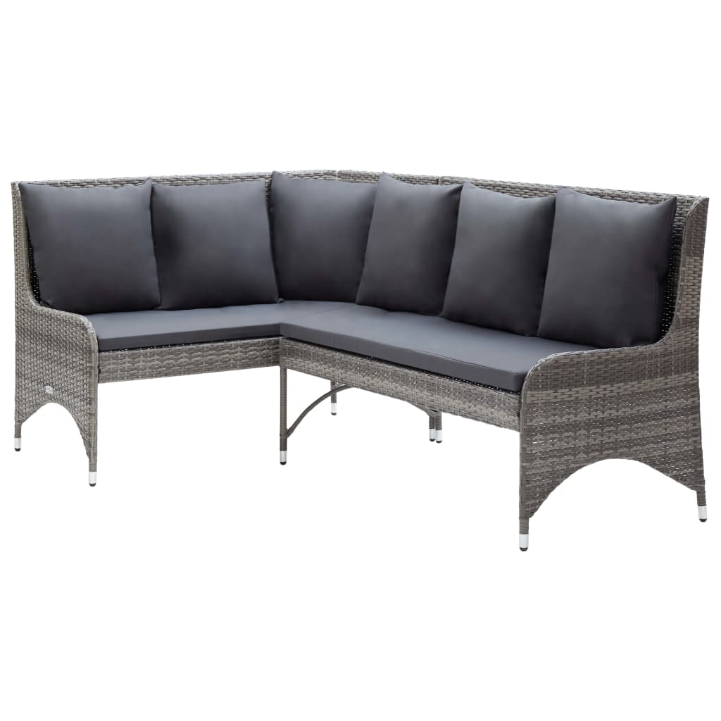Divani Angolari da Giardino 2 pz in Polyrattan Grigio