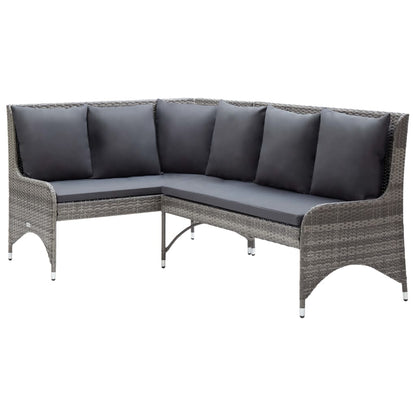 Divani Angolari da Giardino 2 pz in Polyrattan Grigio