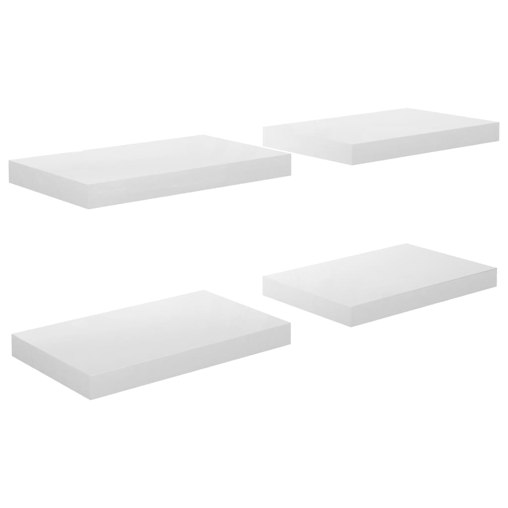 Scaffali a Parete 4 pz Bianco Lucido 40x23x3,8 cm in MDF