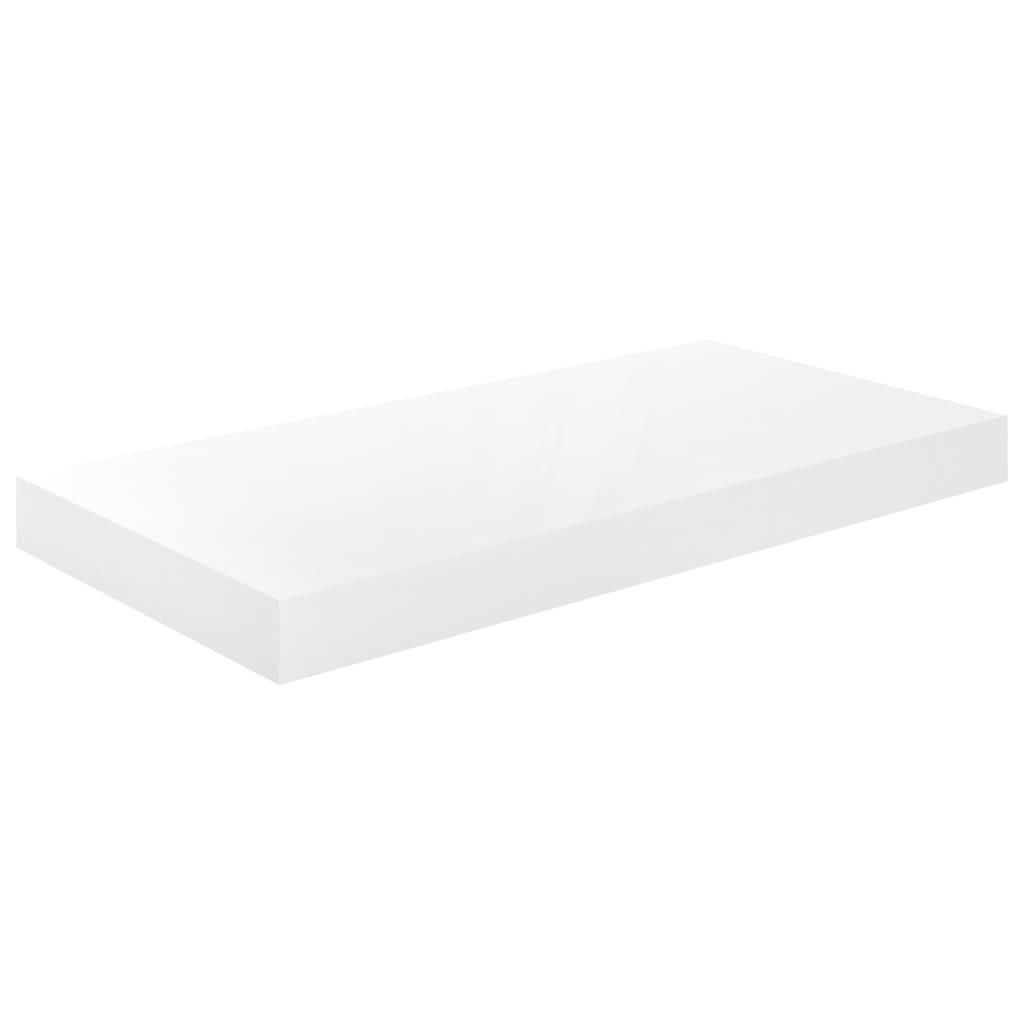 Scaffali a Parete 2 pz Bianco Lucido 50x23x3,8 cm in MDF