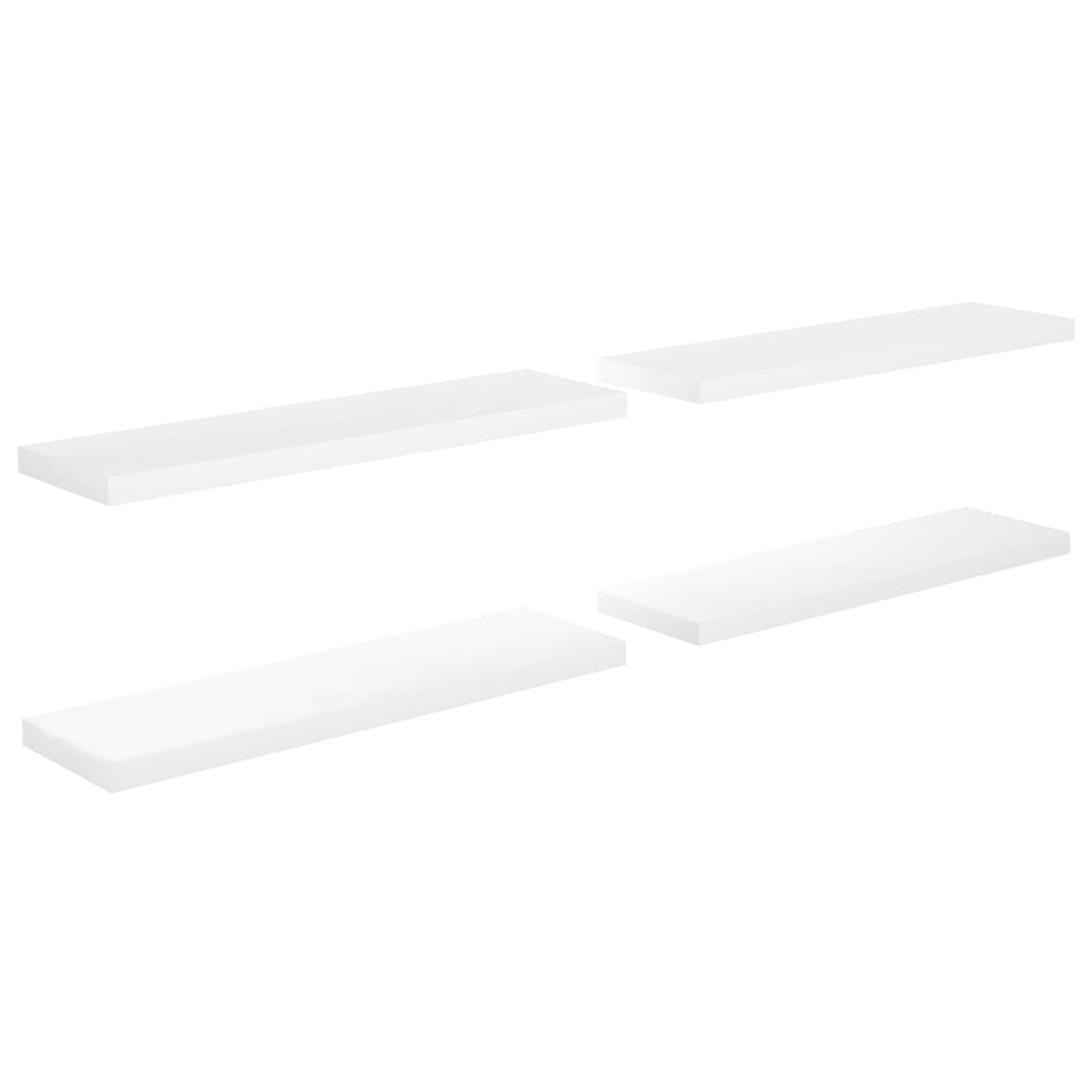Scaffali a Parete 4 pz Bianco Lucido 23x23,5x3,8 cm in MDF